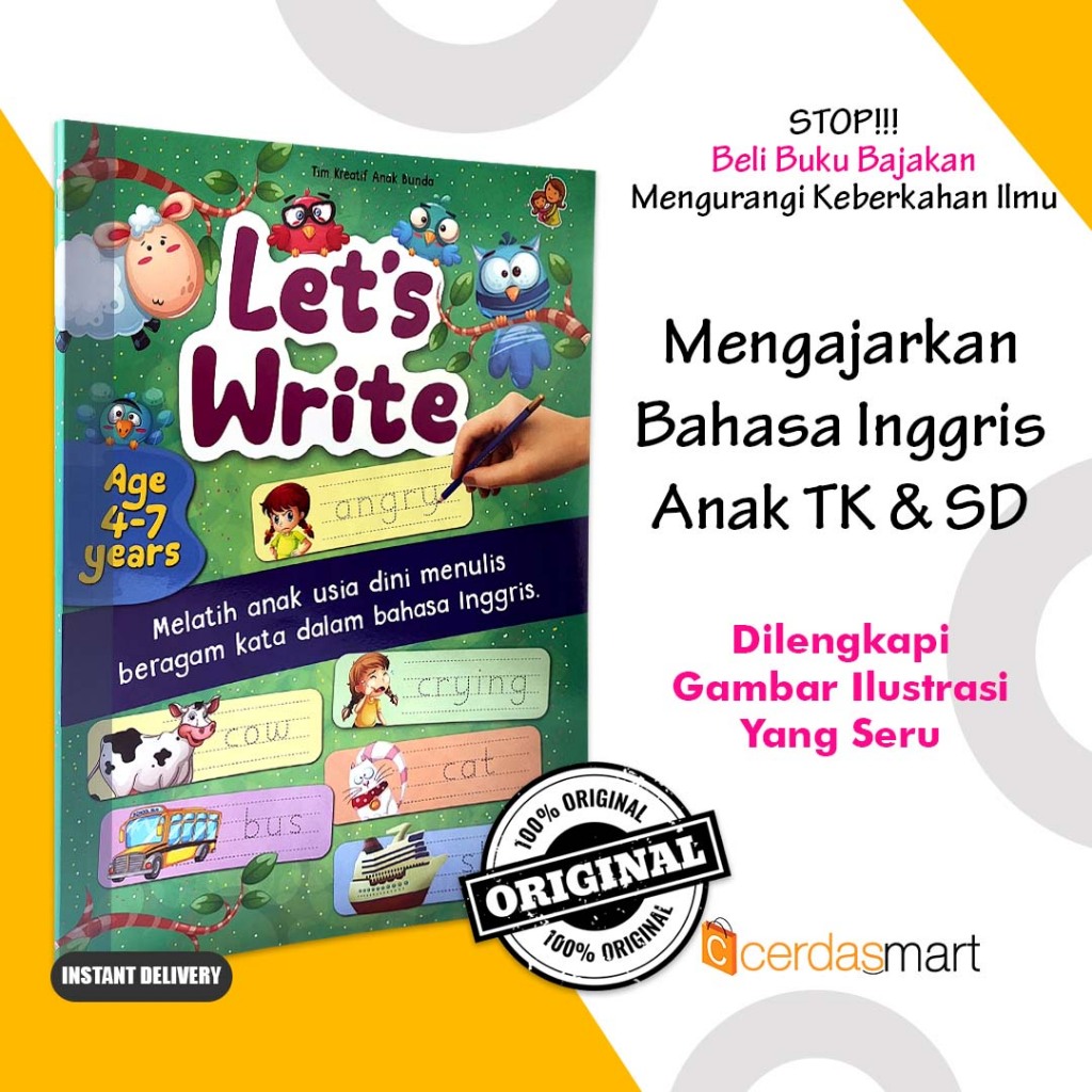 หนังสือการเรียนรู้ภาษาอังกฤษ - Lets Writing English Word Writing Practice สําหรับเด็กอายุ 4-7 ปี
