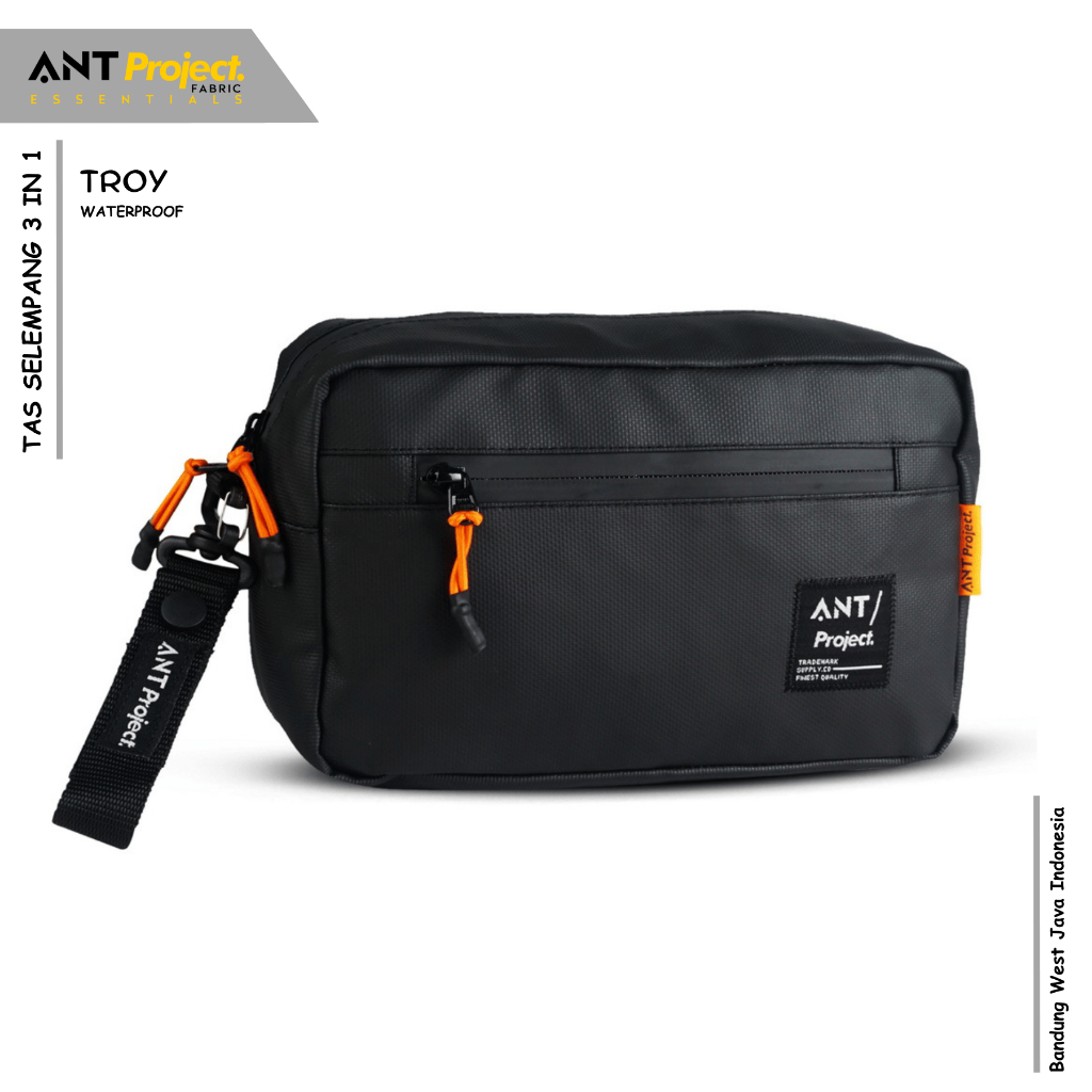 Ant PROJECT - กระเป๋าแฮนด์ TROY Sling 3in - กระเป๋าแฮนด์จักรยานกันน้ําสีดํา