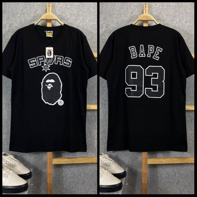 Bape SHARK เสื้อยืดสั้น SLEEVES MENS BAPE เสื้อยืด FULL TAG MENS DISTRO เสื้อยืด NBA LAKERS เสื้อยืด