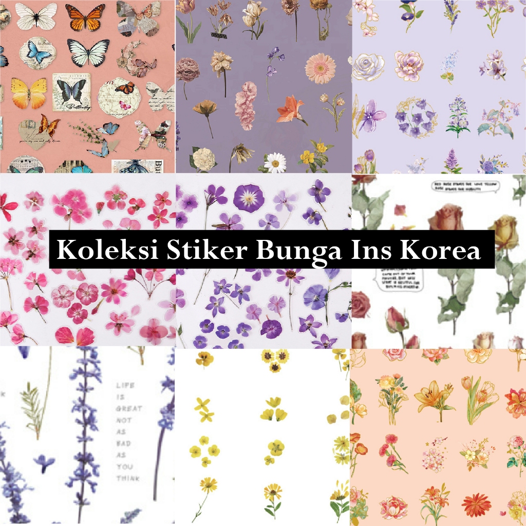 [Nokai Space] Collection of Aesthetic Korean Ins Flower Stickers / Journal Flower Journal Stickers