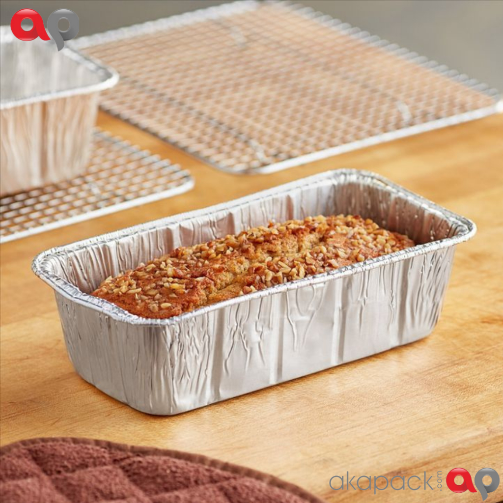 ถาดอลูมิเนียม 4572-P + ฝาปิด บรรจุ 5 ชิ้น / 11.5 x 22 ซม. 700ml