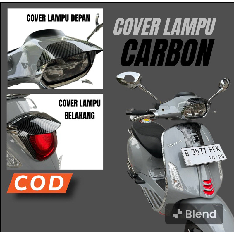 ฝาครอบโคมไฟคาร์บอน vespa sprint - vespa carbon Lamp Cover - vespa matik Variation - vespa sprint อุปกรณ์เสริม - vespa MODIF