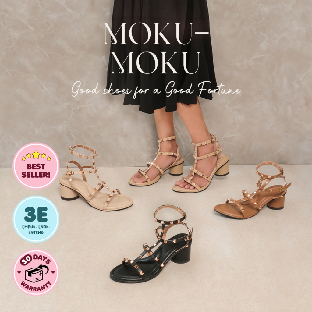 Alivelovearts Moku Moku Women & 39;s Stud Heels รองเท้าแตะรองเท้า 5 ซม.รองเท้าส้นสูง