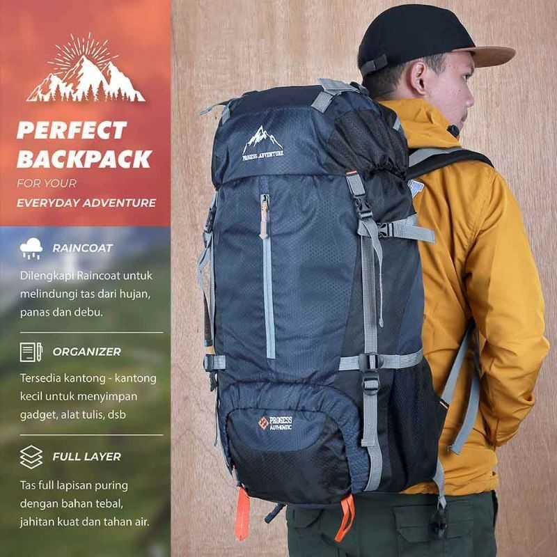 Mountain BACKPACK 60 L MEN-WOMEN HIKING BAG ฟรี COVERBAG