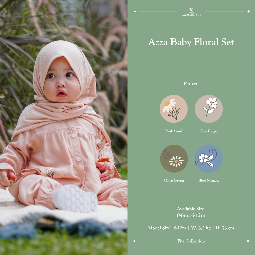 Little Moslem - Azza Baby Flower Set (หลังจากรามาดอนเบบี้) / เสื้อทูนิครอมฎอน สําหรับเด็ก / เสื้อสูทเด็ก
