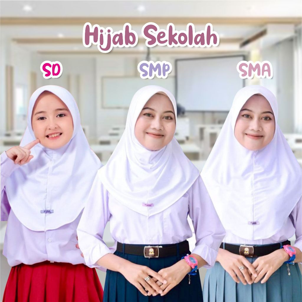 ฮิญาบสําหรับโรงเรียนประถมศึกษาเด็กมัธยมต้น High School Instant Sporty Hijab Sports Premium Jersey Penguin Veil By Kalishaofficial