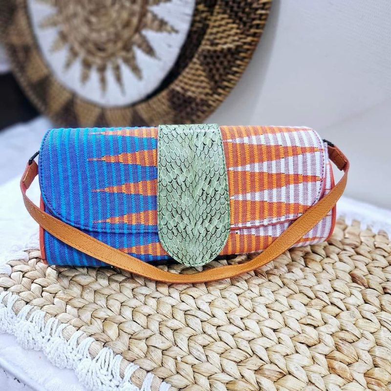 WIKA WOVEN CLUTCH, ETHNIC CLUTCH, ETHNIC PARTY BAG, WOVEN PARTY BAG, LEATHER CLUTCH