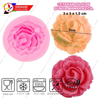 Indomada Cetakan Fondant Silikon Bunga Mawar Kecil 3 x 1.5 cm Mini Rose Flower 3D DIY Silicone Mold Coklat Puding Clay Fondan Lilin Dekorasi Kue Kering Cake Resin Epoksi