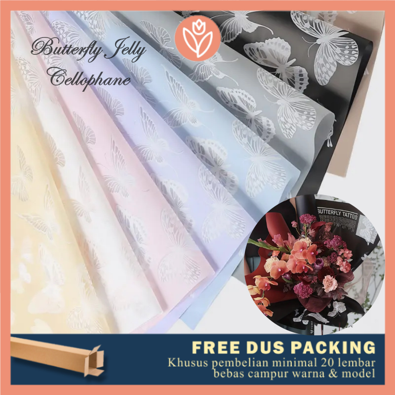 TULIP PAPERIE ❤ BUTTERFLY JELLY BOUQUET PAPER CELLOPHANE FLOWER WRAPPING BUTTERFLY TATTO MOTIF BOUQU