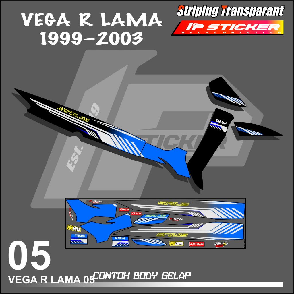 VEGA R OLD 1999-2003 YAMAHA VEGA R OLD MOTORCYCLE STRIPING STICKER - SIMPLE GRAPHIC LIST STICKER สีห
