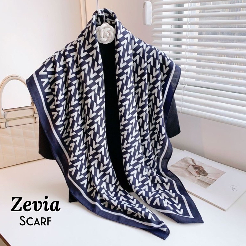 Zevia Premium Square Hijab ผ้าพันคอผ้าฝ้ายเหนียว