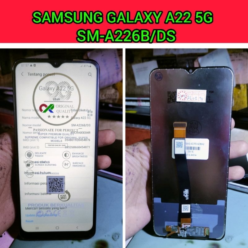 กระเป๋าเป้สะพายหลัง หน้าจอสัมผัส Lcd สําหรับ Samsung Galaxy A22 5G Series hp SM-A226B DS