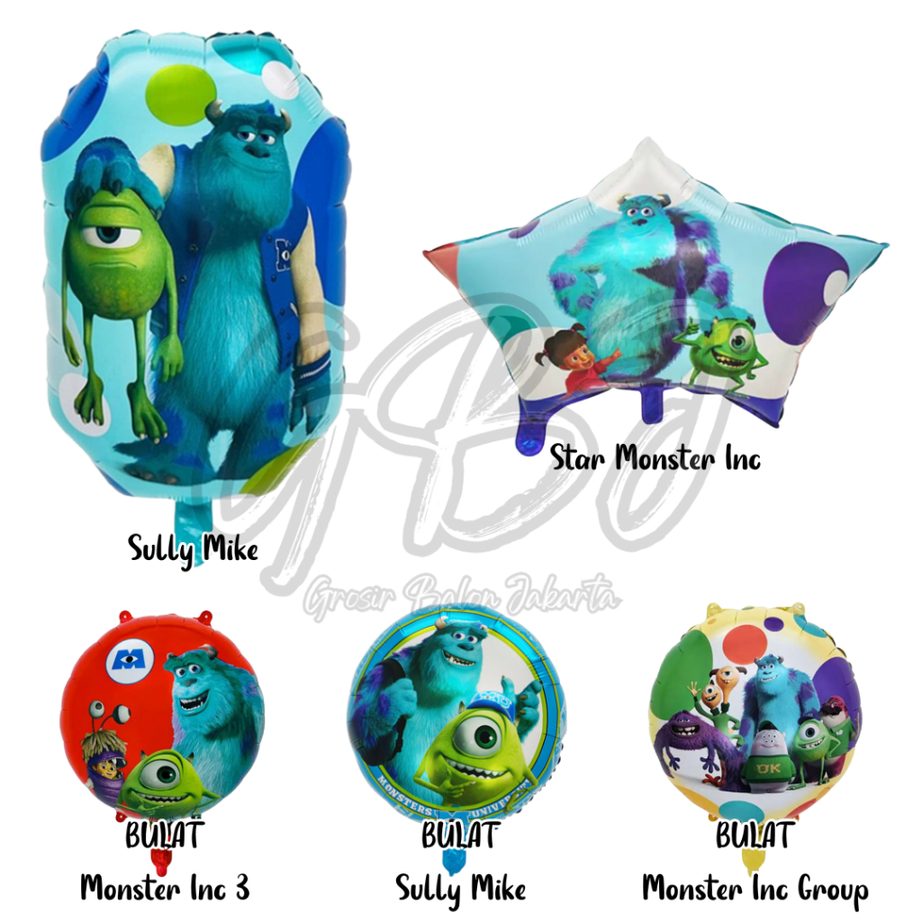 ลูกโป่งฟอยล์ Jumbo Monster Inc / ROUND Mike Sully Boo / Monster University / James Sullivan Disney