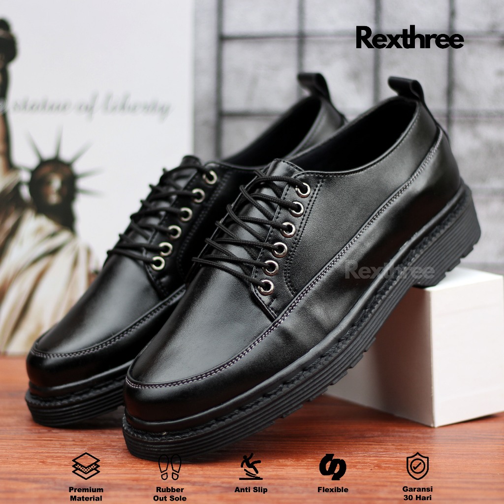 Rexthree Aokiji - รองเท้าผู้ชาย Docmart Original Oxford รองเท้าทํางานสํานักงานอย่างเป็นทางการสีดํา