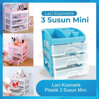 (3 SUSUN) Laci Kosmetik Plastik 3 Susun - Rak Makeup Serbaguna 18 x 15 x 22cm