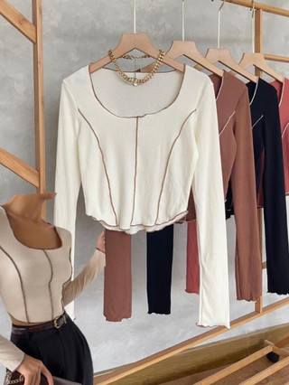 Heejin Rib Longsleeve / Baju Lengan Panjang Knit / Fashion Wanita Atasan Rib Knit