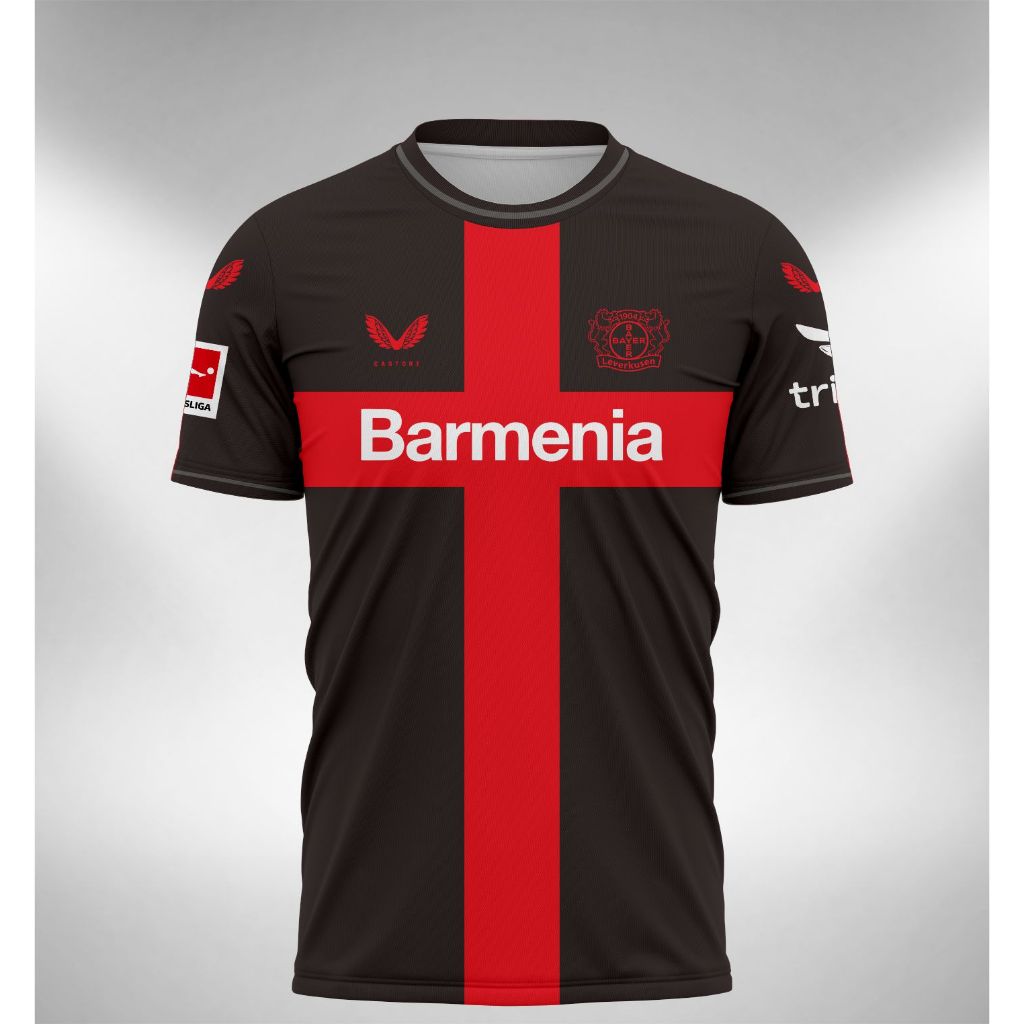เสื้อกีฬาแขนสั้น ลายทีม Bayer Leverkusen 2023 2024