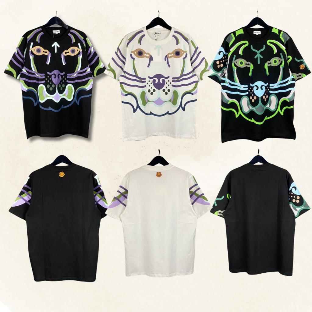 [คุณภาพ vvVIP] เสื้อยืด kkz เสื้อยืด Tiger All Over Black Tee Tiger Crest แขนสั้น oversize top full 