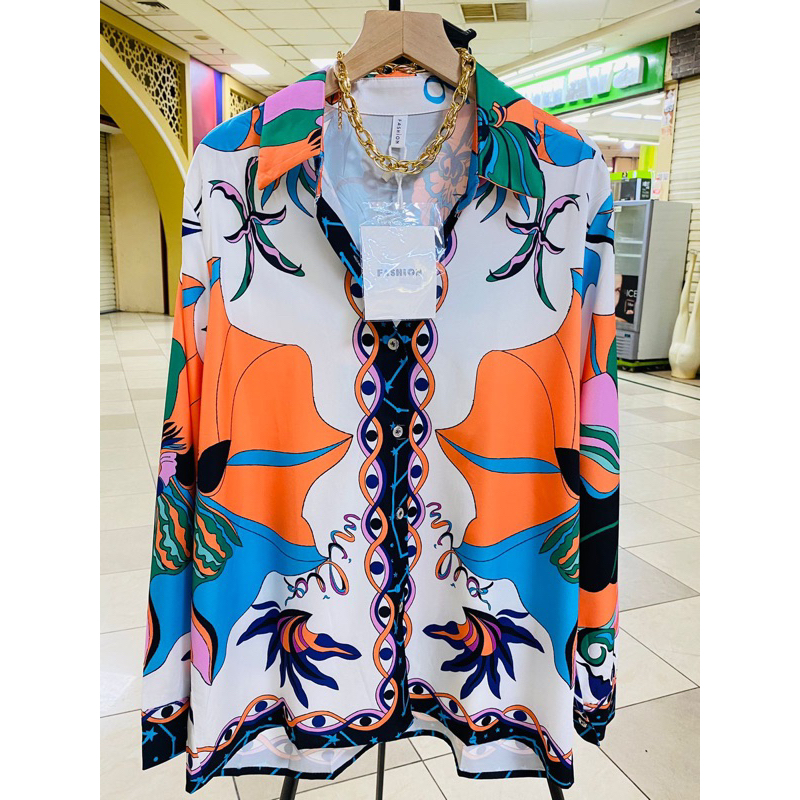 KAMEJA ORANGE SILK SHIRT แฟชั่น