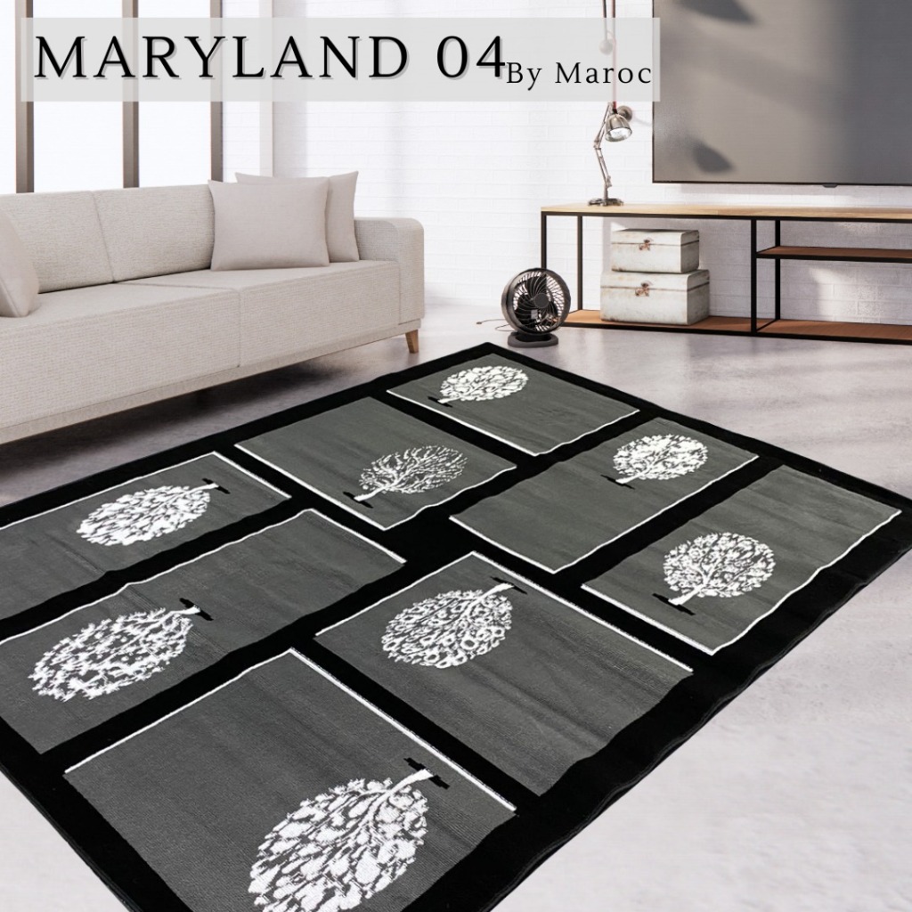 Maryland พรมปูพื้น 100x150 MARYLAND 04 NEW EDITION สีดํา สีเทา