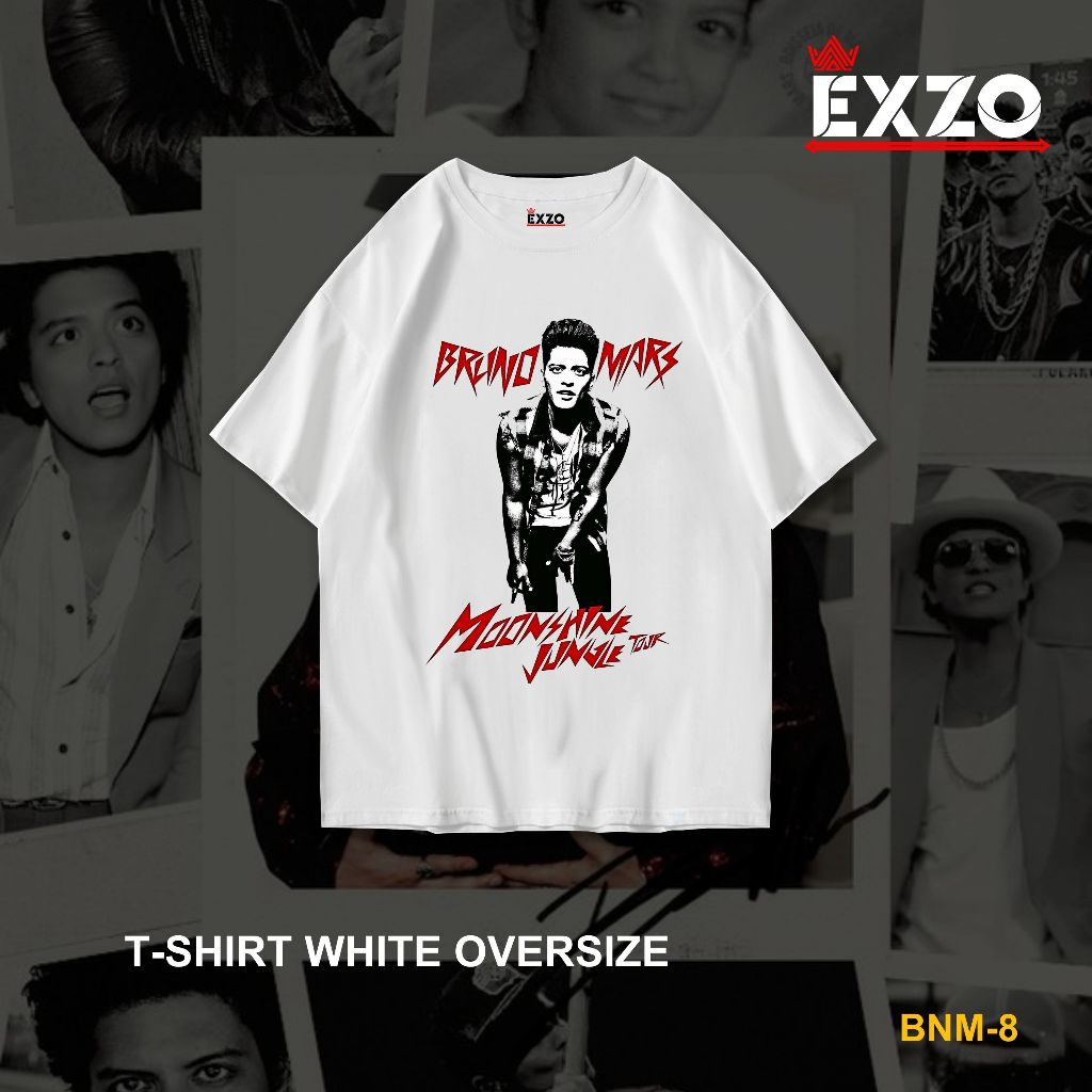 Exzo BRUNO MARS WHITE OVERSIZE/SLIMFIT เสื้อยืด streetwear เสื้อยืด skena unisex BRUNO MARS