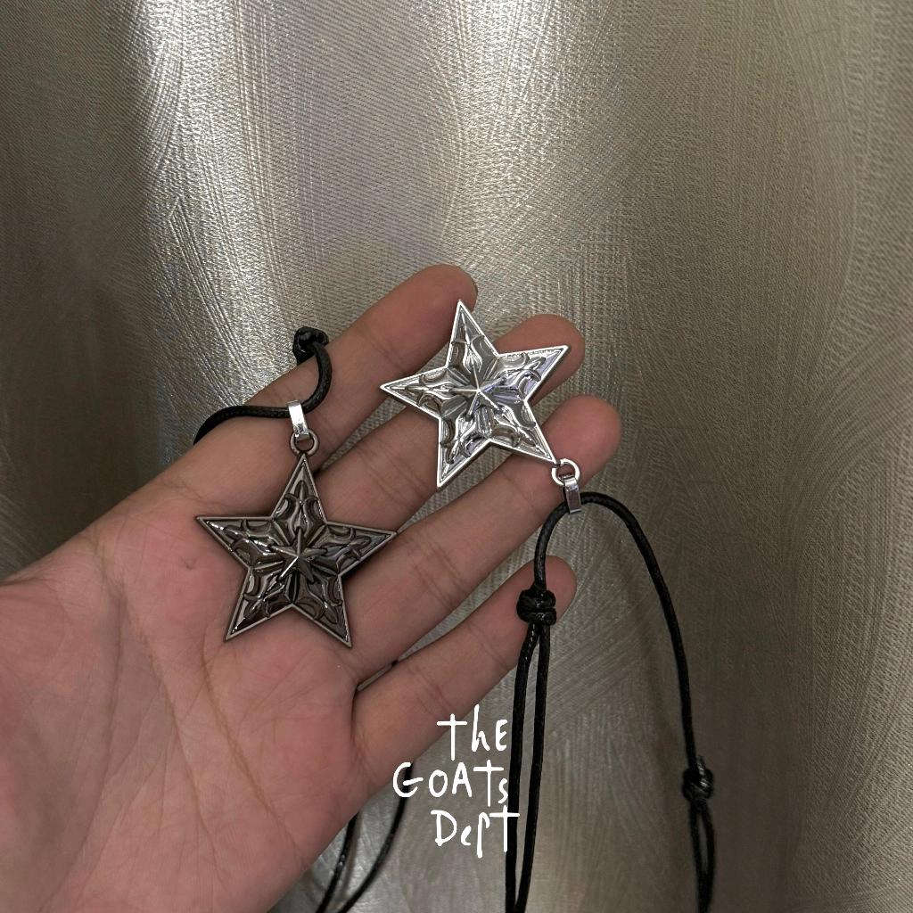 The Goats Dept - Pentagram Star y2k Neo Cyber Necklace Original / tgd1029 สร้อยคอดาว 5 ด้านเชือกป้อง