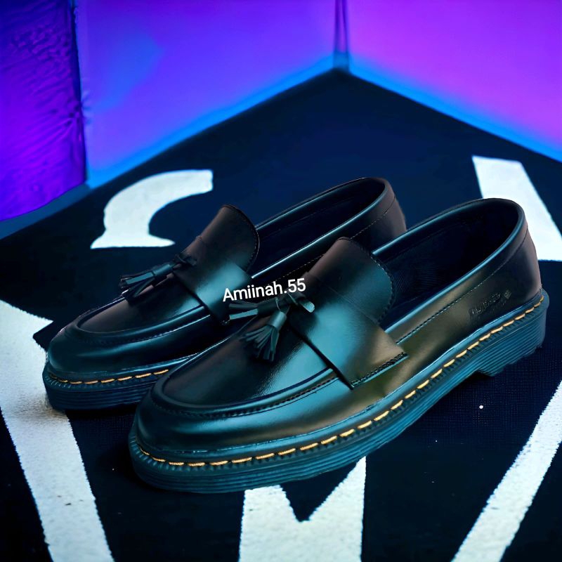 ฟรี BOOX รองเท้าโลฟเฟอร์อย่างเป็นทางการรองเท้าผู้ชาย LOAFERS SLIP ON PLATE MENS BLACK dokmart