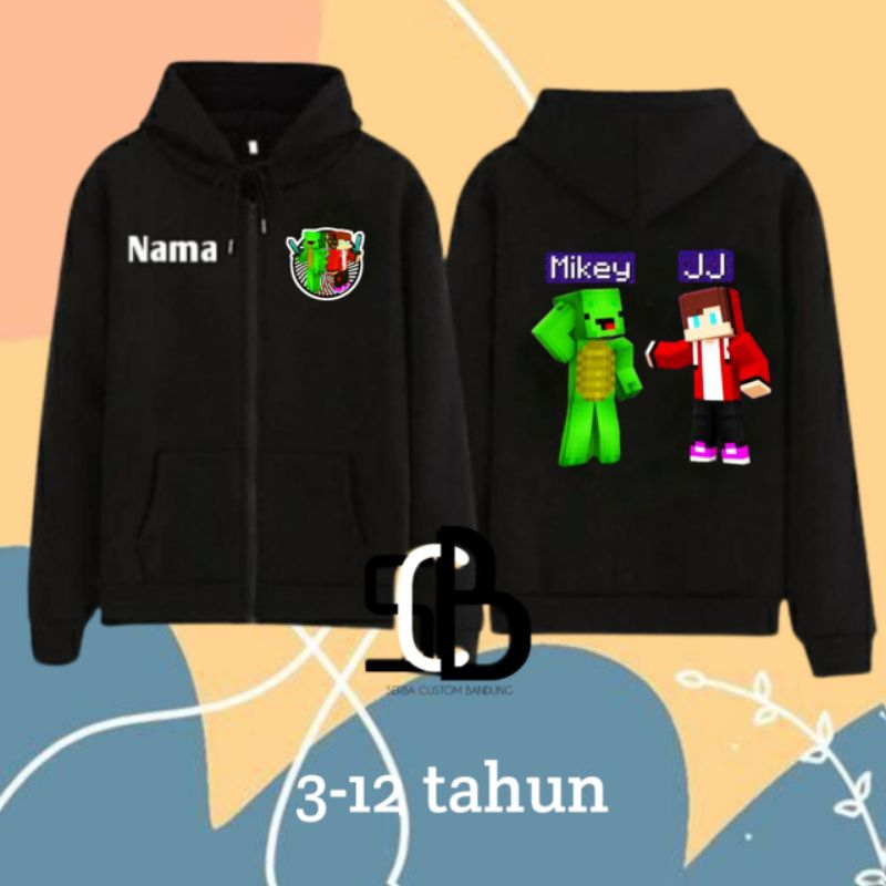 JJ & Mikey Minecraft เสื้อฮู้ดเด็ก วัสดุพรีเมี่ยม