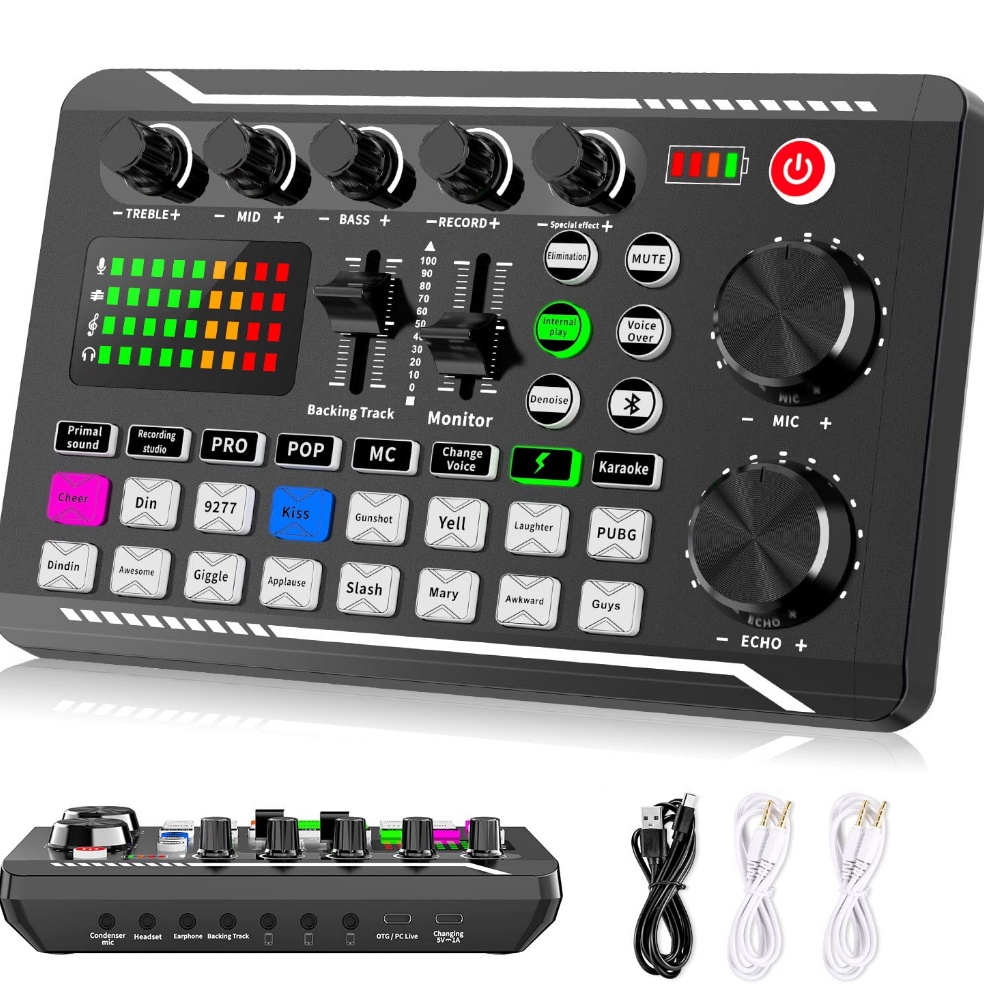 การ์ดเสียง F998 Audio Mixer Broadcast Recording การ์ดเสียงคาราโอเกะ F998