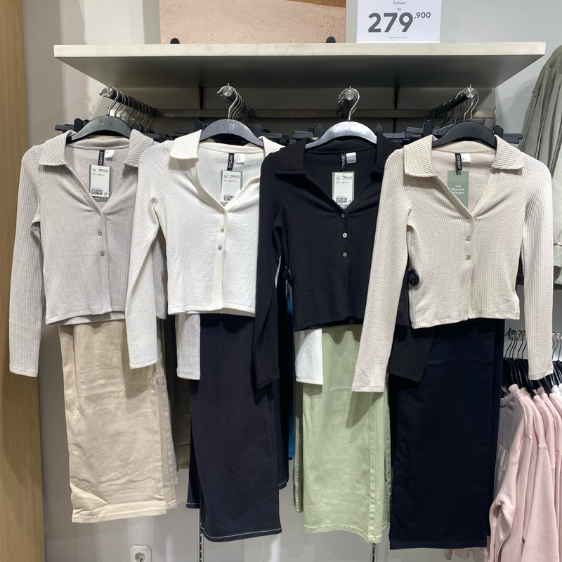 H&m KEMEJA H&M เสื้อ Ribbed Original Store