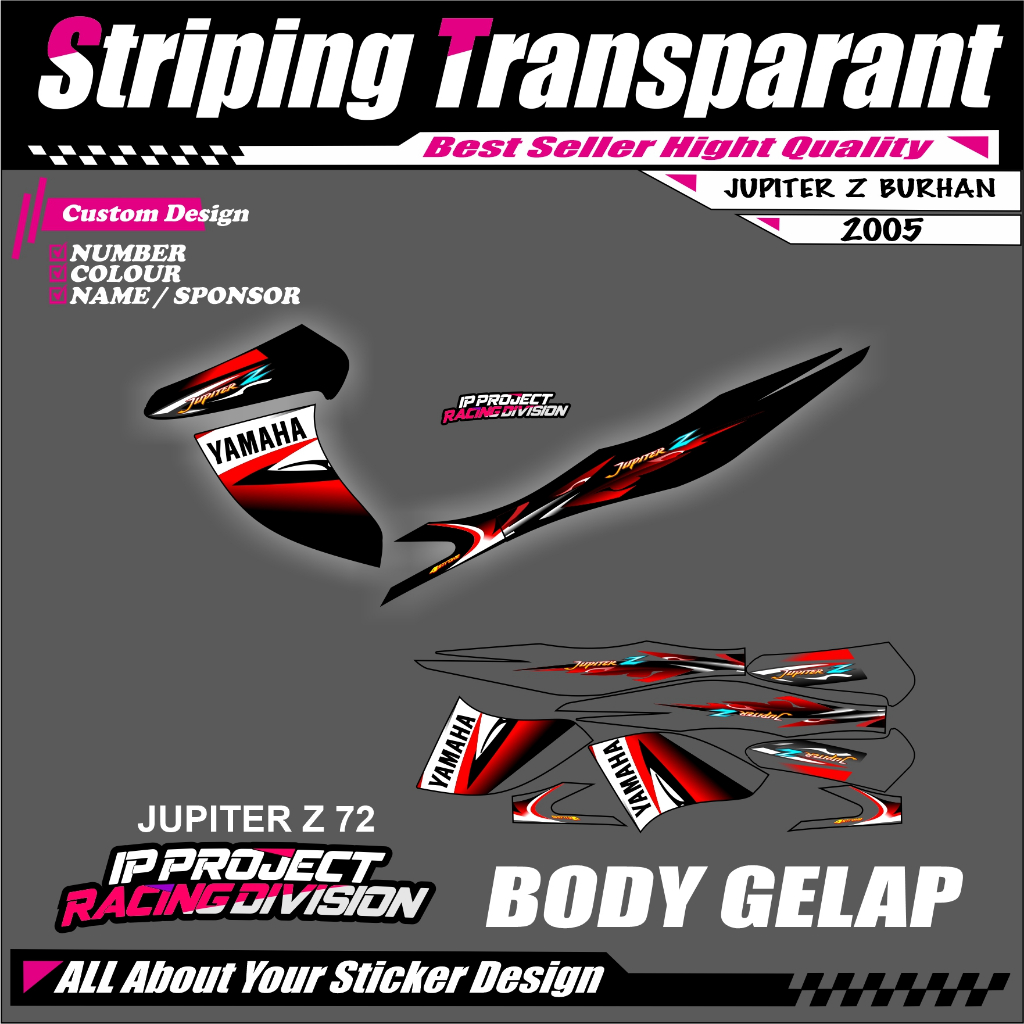 JUPITER Z BURHAN 2005 YAMAHA JUPITER Z BURHAN MOTORCYCLE STRIPING STICKER - SIMPLE GRAPHIC LIST STIC