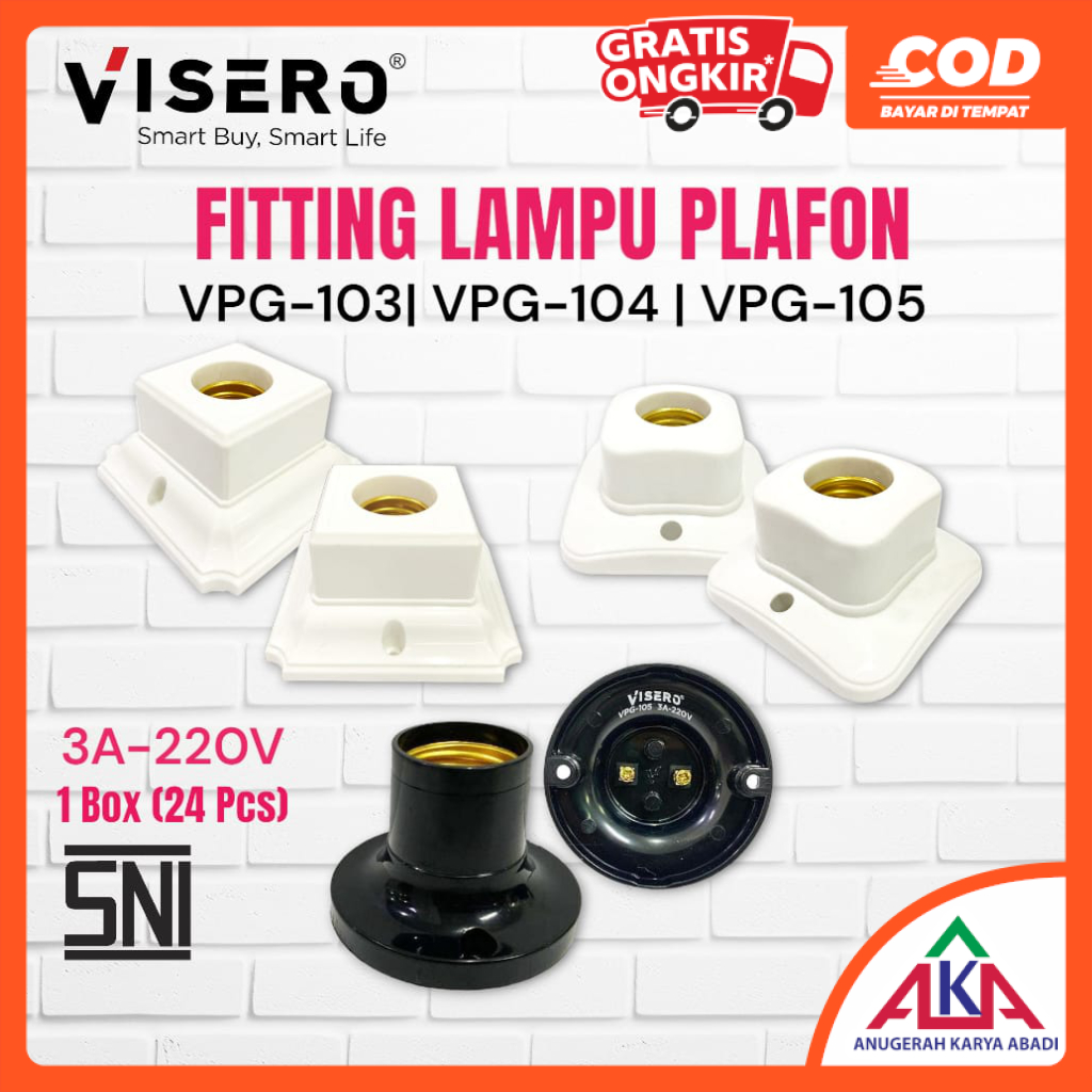 VISERO Premium Square / Round โคมไฟเพดาน VPG-103 / VPG-104 / VPG-105 ขั้วทองเหลือง E27