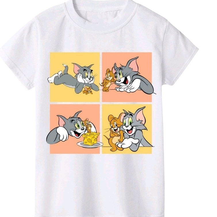 TOMM & JERRYY CHEESE FOUR BLOCK เสื้อยืดสําหรับเด็กและผู้ใหญ่