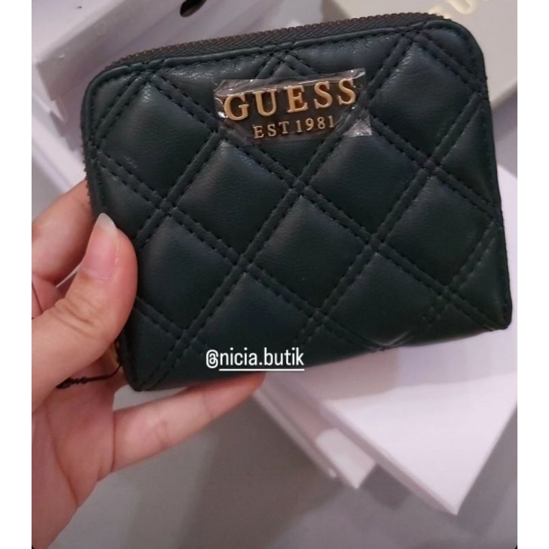 กระเป๋าสตางค์ HIJAU Guess ขนาดเล็ก สีเขียวมรกต