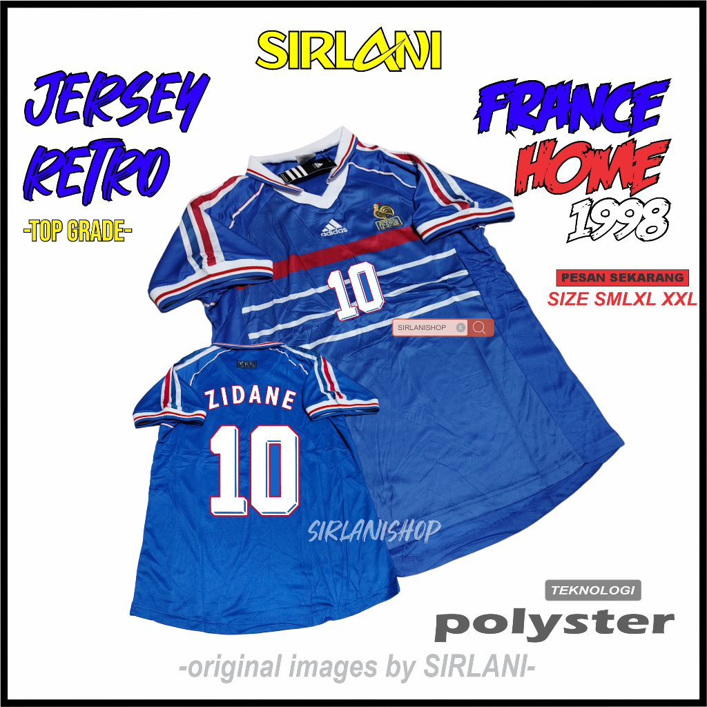 France Retro Final Football Jersey World Cup 1998 ฝรั่งเศส