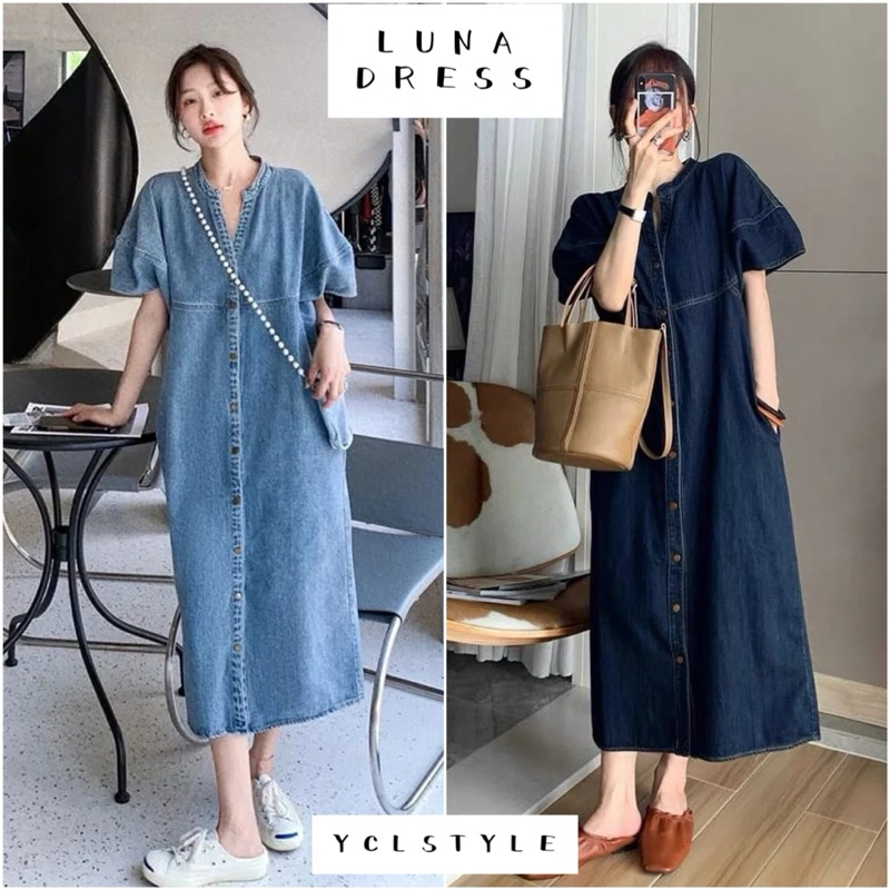 Luna DENIM MAXI LONG DRESS JEANS พรีเมี่ยม