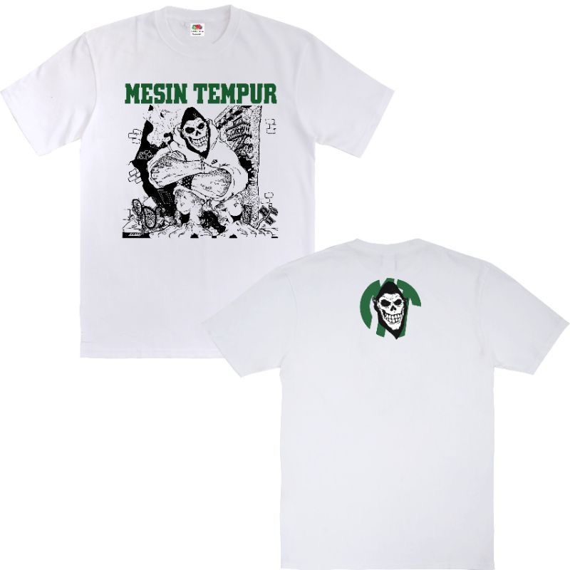 Mesin Beca Tiguling - Machine tempur - kaos band / kaos metal Punk เสื้อยืดสีขาว