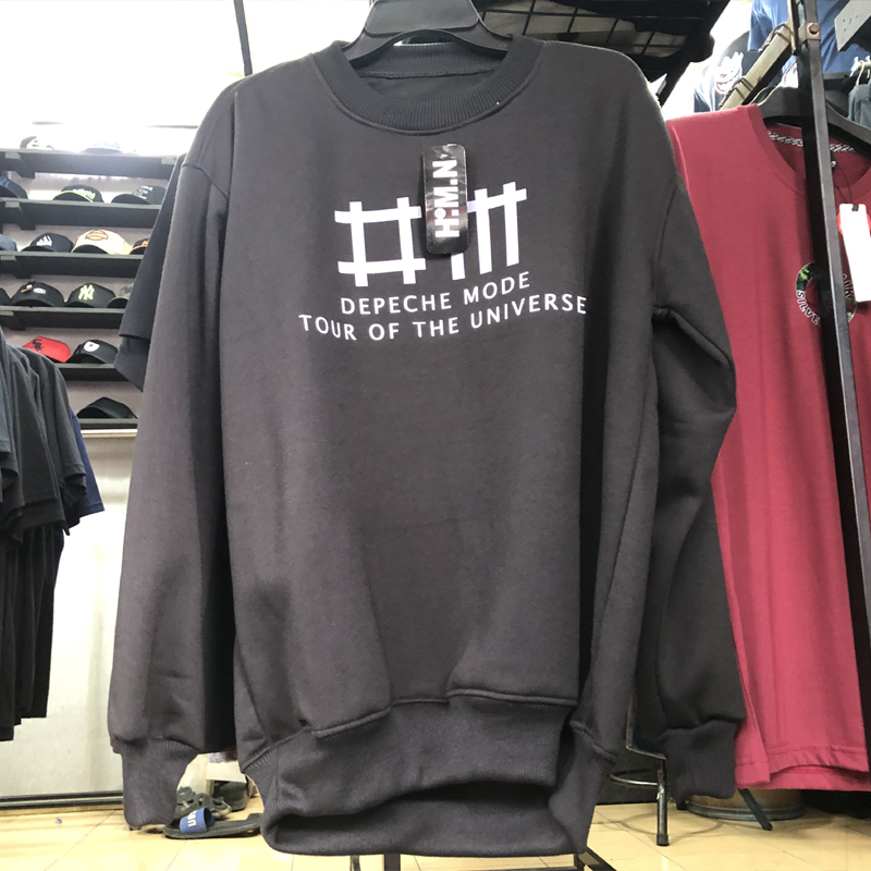 Crewneck Depeche Mode Tour Of The Universe เสื้อกันหนาวผ้าฝ้ายสีดําวัสดุขนแกะ