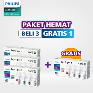 Beli 3 Gratis 1 Philips Lampu Multipack RadiantLine LEDBulb 9W 6500K Putih