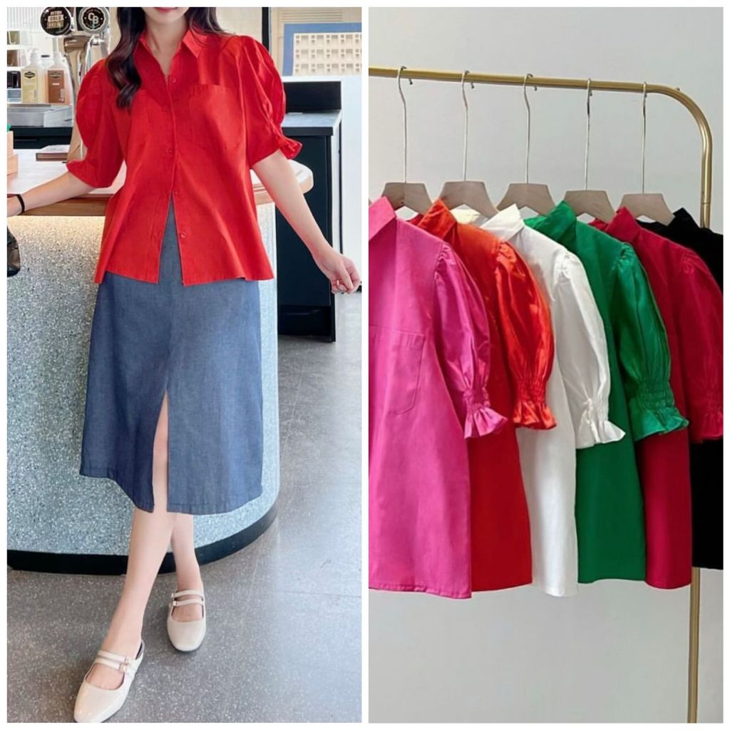 KEMEJA MARSHANDA SHIRT / เสื้อเชิ้ตผู้หญิง PUFFY SLEEVE SHIRT 339