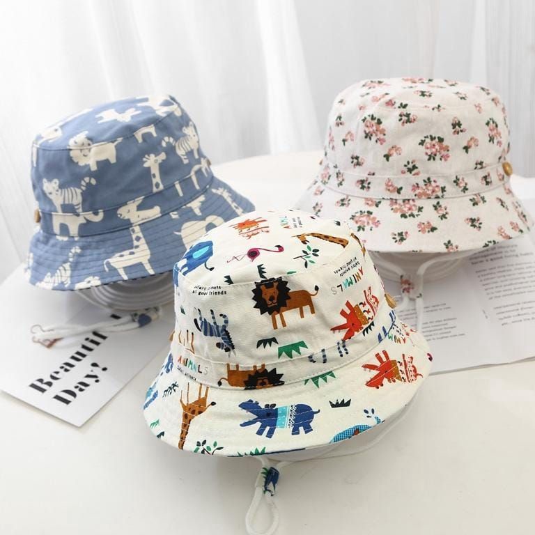 MATAHARI ราคาพิเศษ Baby and Children Bucket Hat Sun Protection Animal Print SAFARI Baby Fashion Styl