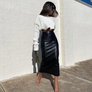 Skirt Leather Small Shavings / span wanita kulit