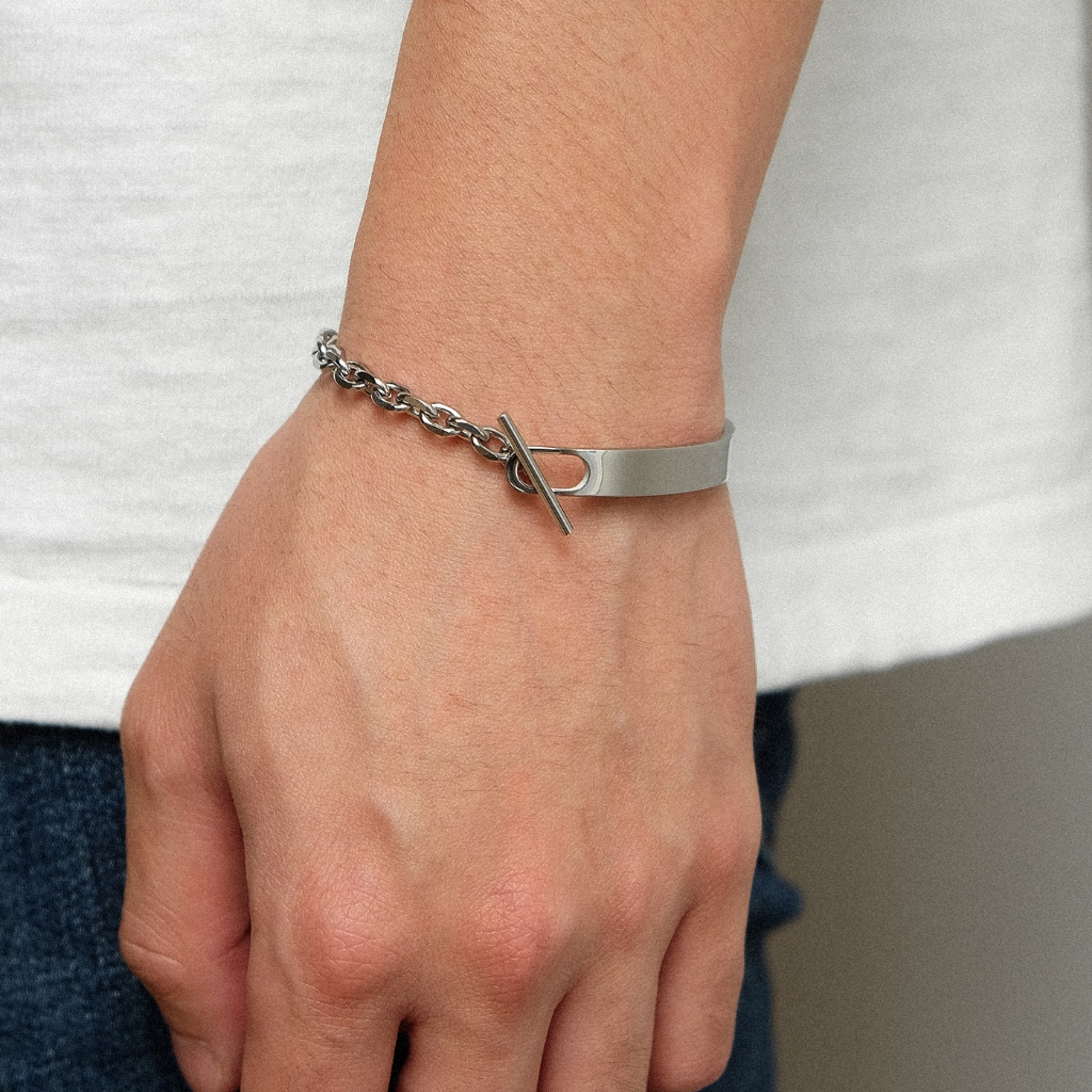 Arnaé Archive Crescent Half Bracelet Bracelet Unisex Premium Stainless Steel Anti-Rust Bracelet