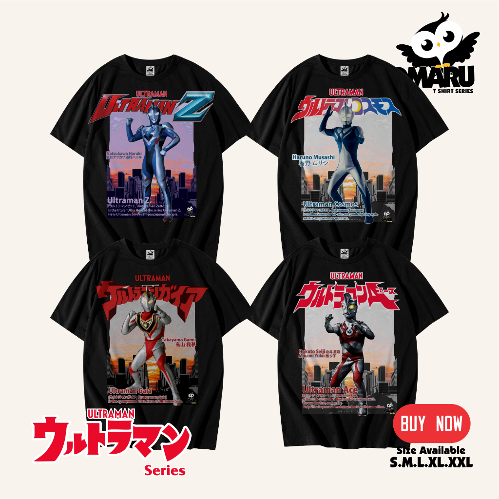 Omaru เสื ้ อยืดผู ้ ใหญ ่ Ultraman Series Unisex Ultraman Cosmos Ultraman Ace Ultraman Z Ultraman G