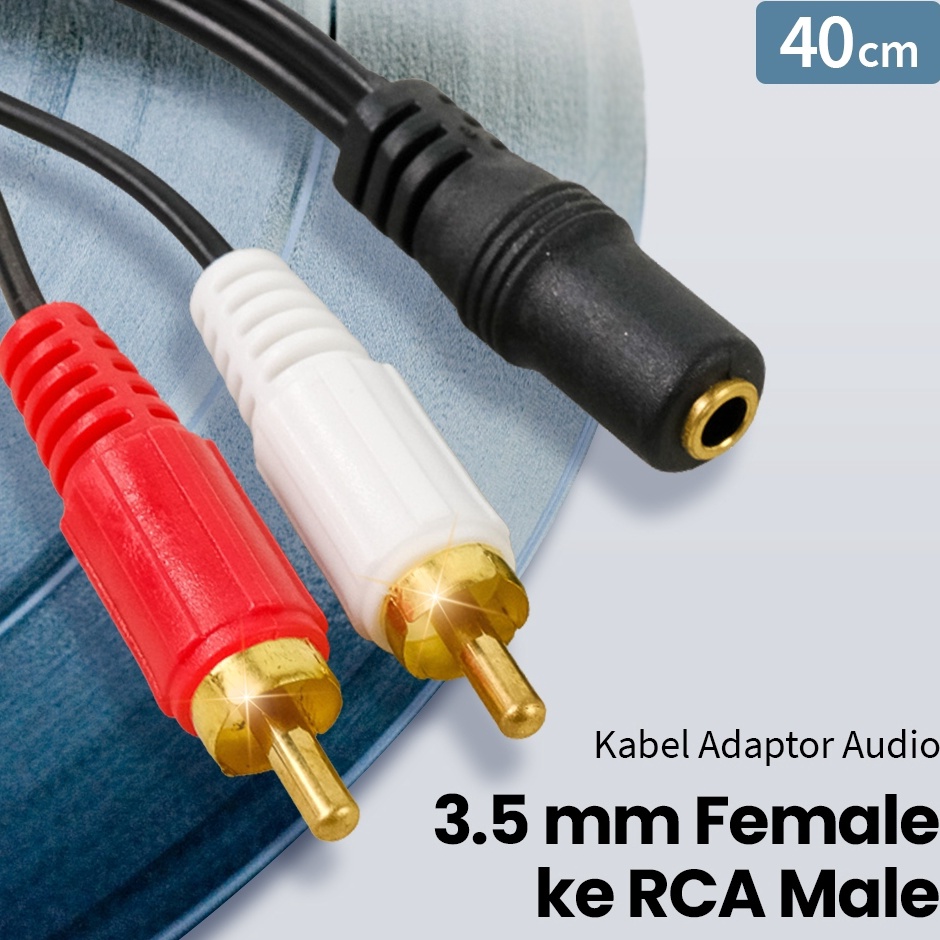 Hitam Audio ADAPTER Cable 35 มม.หญิง RCA MALE HIFI 4 ซม. aux Audio Cable 2 in 1 แจ ็ ค 35 มม.ถึง RCA สีดํา