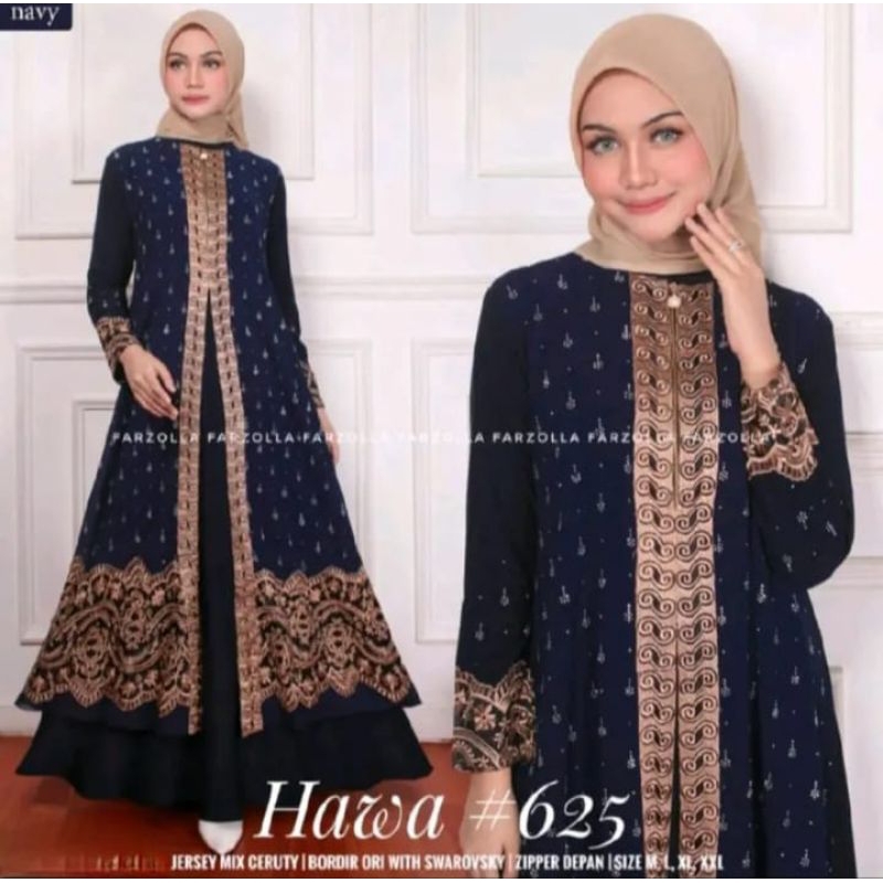 Gamis Abaya ตุรกีพรีเมี่ยม Hawa รหัส 6255 Busui Anggun Diamond Sprinkle ผสมเย็บปักถักร้อยที่สวยงาม