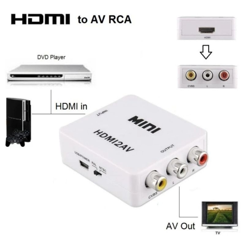 HDMI TO RCA AV RCA CONVERTER HDMI INPUT RCA OUTPUT
