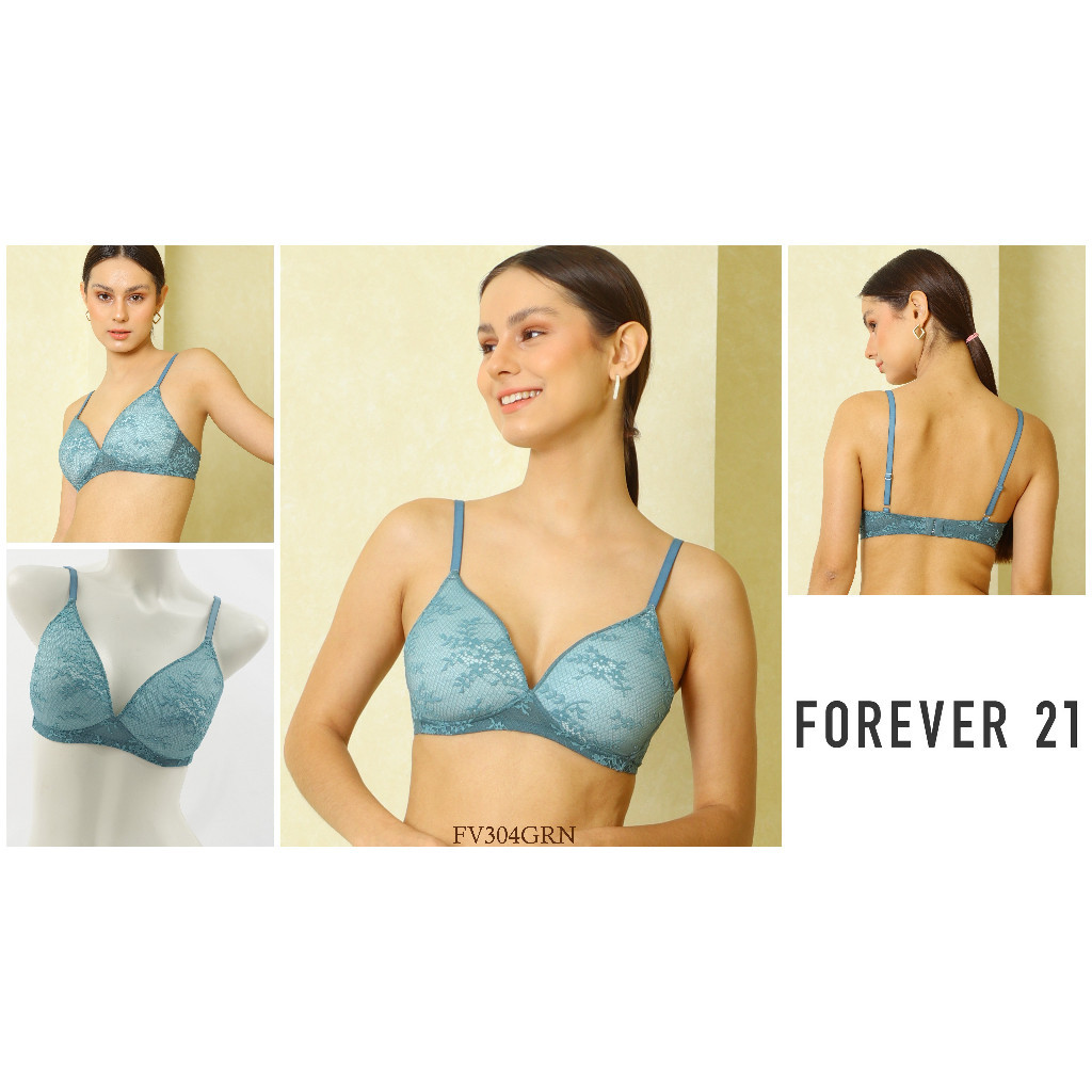 Forever 21 Full Cup Mix Lace บราไร้สายผู้หญิง FV304GRN