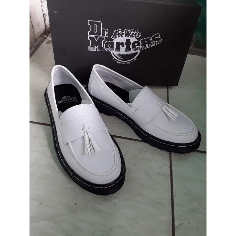 DR MARTENS MENS CASUAL SLIP ON WHITE PENNY LOAFERS FREEBOX/MENS DOCMAR FORMAL SHOES PENNY LOAFERS WH