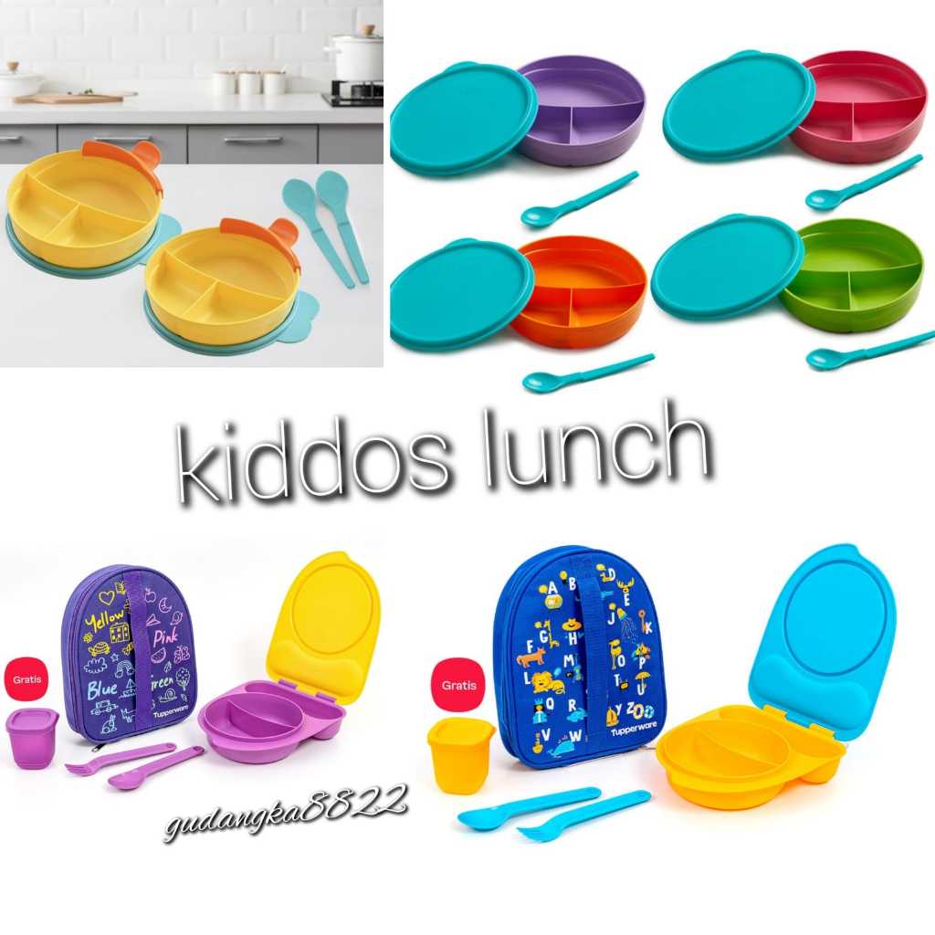 Kiddos lunch 400ml กล่องข้าว kiddos ORI ชามพร้อมช้อน 350ml